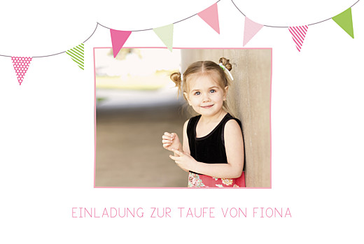 Taufeinladung Girlande foto rosa & gruen Taufeinladung Girlande foto rosa & gruen