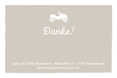 Dankeskarten Autospaß beige finition Dankeskarten Autospaß beige finition