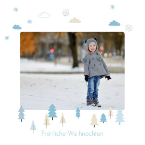 Weihnachtskarten Winter Forest bleu