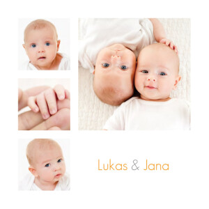 Geburtskarten Zwillinge 6 Fotos Weiss