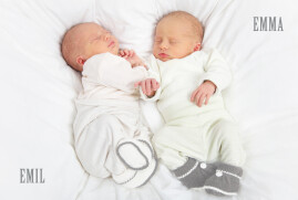 Geburtskarten The Photo Zwillinge weiss
