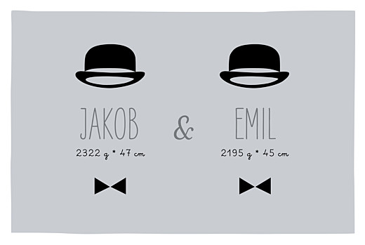 Geburtskarte Gentlemen zwillinge grau Geburtskarte Gentlemen zwillinge grau