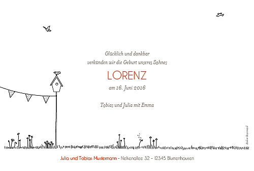 Geburtskarte Gartentraum weiss Geburtskarte Gartentraum weiss