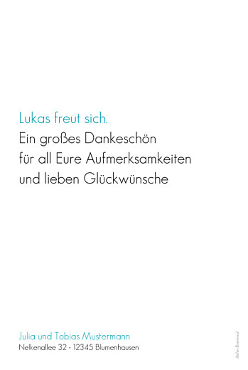Dankeskarten Zeitgeist (hoch) weiss - Seite 2 Dankeskarten Zeitgeist (hoch) weiss - Seite 2