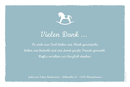 Dankeskarten Pferd foto blau Dankeskarten Pferd foto blau