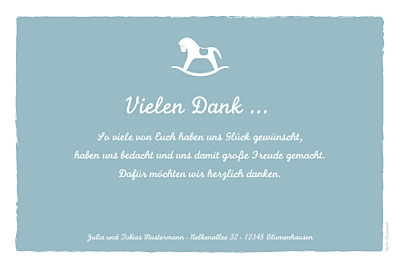 Dankeskarten Pferd foto blau finition Dankeskarten Pferd foto blau finition