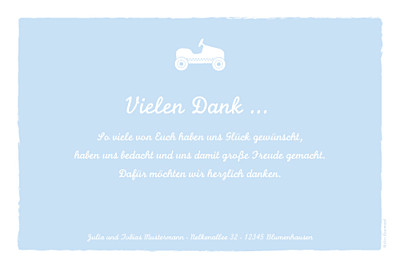 Dankeskarten Autospaß foto zartblau finition Dankeskarten Autospaß foto zartblau finition