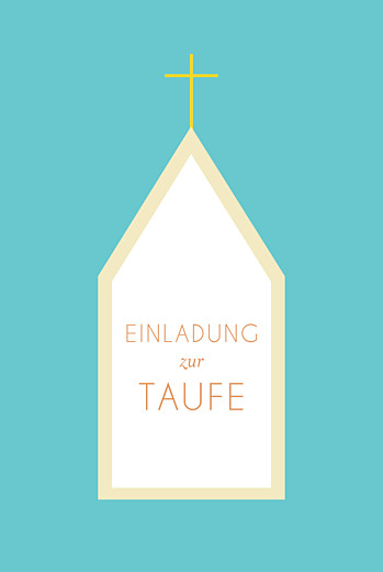 Taufeinladungen Kirche Gelb & Tuerkis - Seite 1 Taufeinladungen Kirche Gelb & Tuerkis - Seite 1