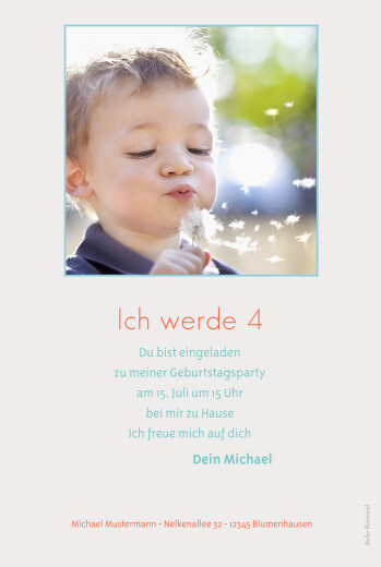 Einladungskarten Kindergeburtstag Harlequin Foto Tuerkis - Rückseite Einladungskarten Kindergeburtstag Harlequin Foto Tuerkis - Rückseite