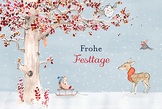 Weihnachtskarten Wintermärchen Blau - Seite 1 Weihnachtskarten Wintermärchen Blau - Seite 1