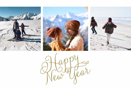 Weihnachtskarten Happy New Year Weiss & Gold - Vorderseite Weihnachtskarten Happy New Year Weiss & Gold - Vorderseite