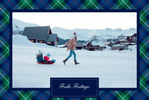 Weihnachtskarten Schottisch Blau & Gruen