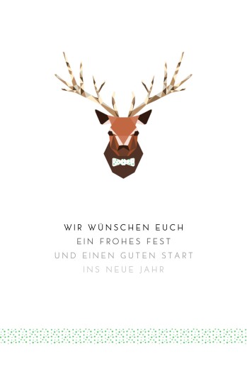 Weihnachtskarten Stolzer Hirsch Braun & Gruen - Vorderseite