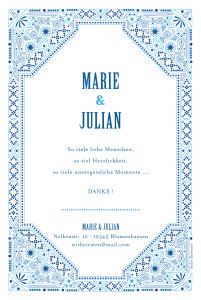 Dankeskarten Hochzeit Mediterran Blau