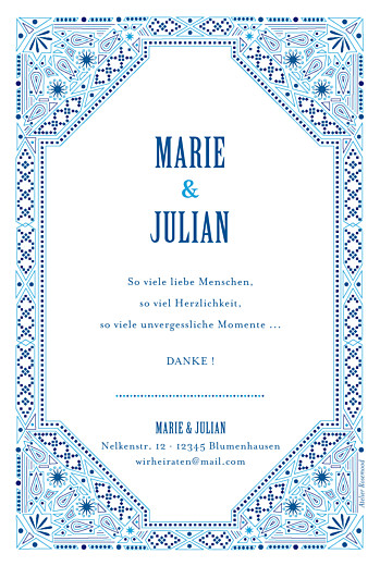 Dankeskarten Hochzeit Mediterran blau