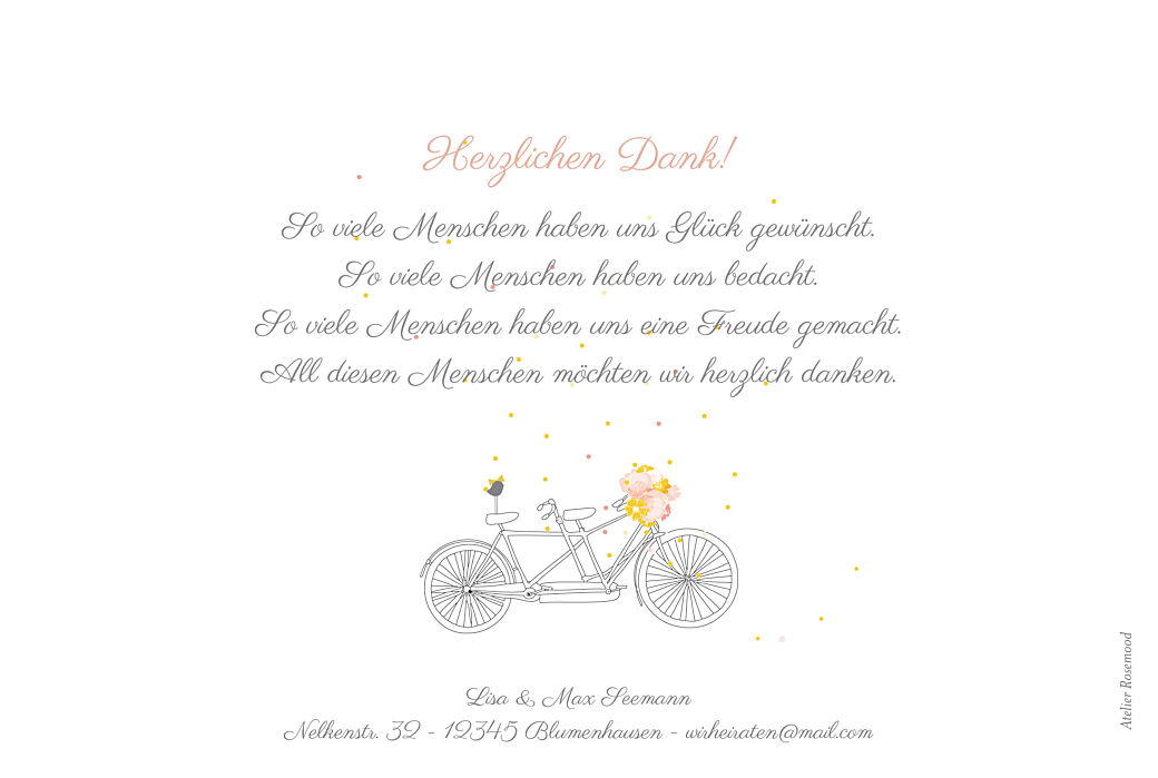 Dankeskarten Hochzeit Tandem Rosemood