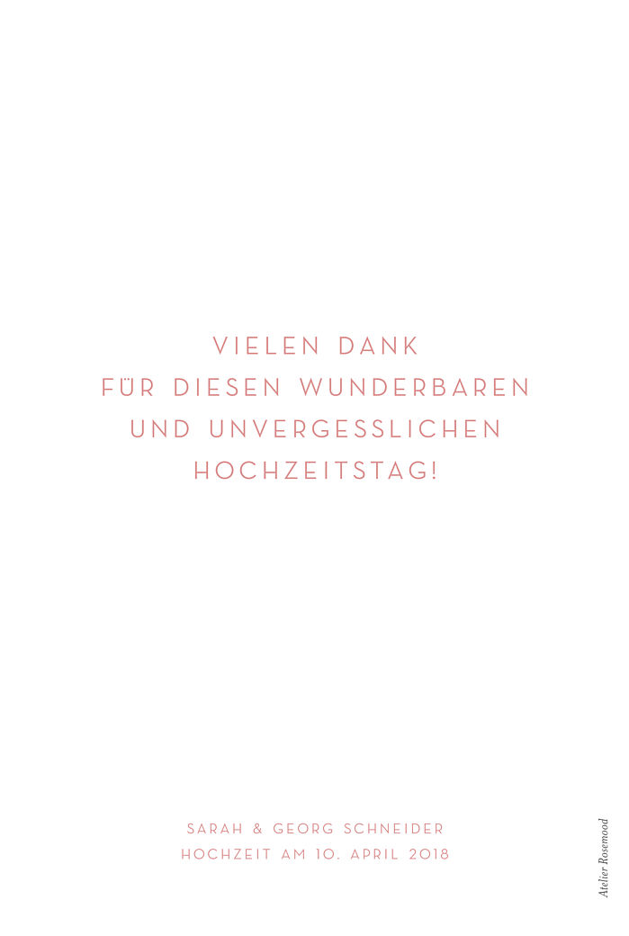 Dankeskarten Hochzeit 1 Foto hoch Rosemood