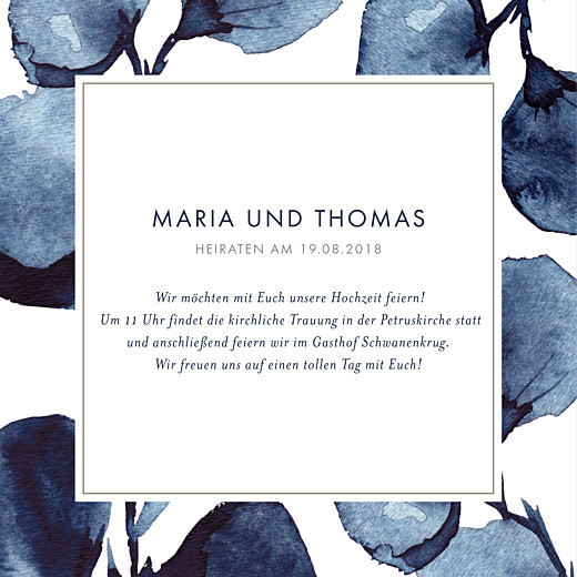 Hochzeitseinladung Blütenblätter blau Hochzeitseinladung Blütenblätter blau