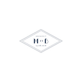 Hochzeitseinladungen Monogramm Blau