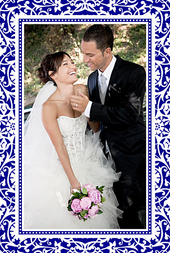 Dankeskarten Hochzeit Orient Blau - Vorderseite