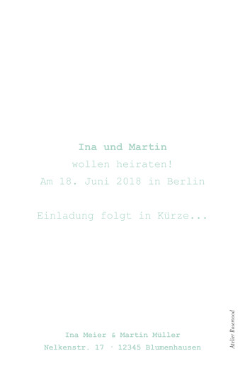 Save-the-Date Karte Stilvoll 1 foto hoch weiß Save-the-Date Karte Stilvoll 1 foto hoch weiß