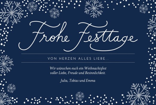 Weihnachtskarten Schneegeflüster Blau - Vorderseite Weihnachtskarten Schneegeflüster Blau - Vorderseite