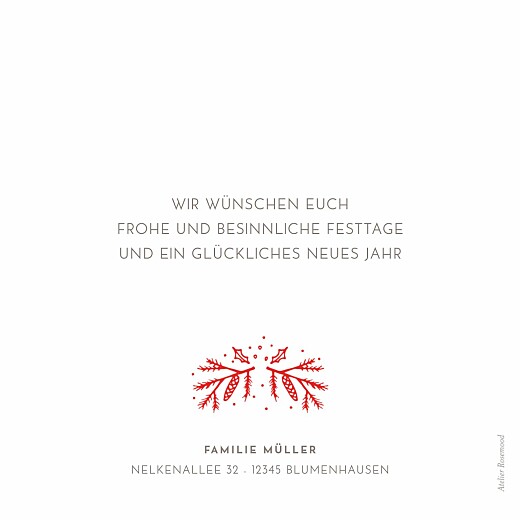 Weihnachtskarten Neujahrszauber Weiß & Rot - Rückseite Weihnachtskarten Neujahrszauber Weiß & Rot - Rückseite