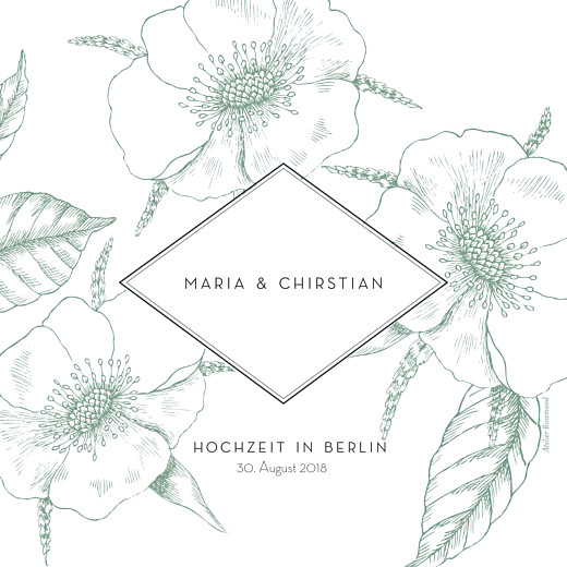 Hochzeitseinladungen Floralie grün Hochzeitseinladungen Floralie grün