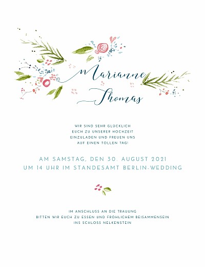 Hochzeitseinladungen Frühlingshauch weiß finition Hochzeitseinladungen Frühlingshauch weiß finition