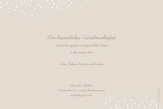 Weihnachtskarten Schneeflocke (Gold) Beige - Rückseite Weihnachtskarten Schneeflocke (Gold) Beige - Rückseite
