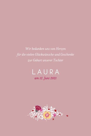 Geburtskarte Blumenkranz hoch rosa Geburtskarte Blumenkranz hoch rosa