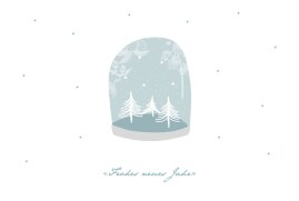 Weihnachtskarten Schneekugel 3 Fotos Blau
