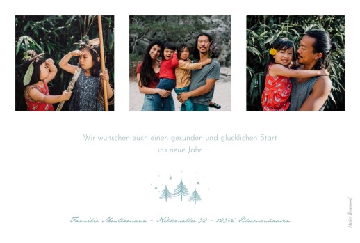 Weihnachtskarte Schneekugel 3 fotos blau Weihnachtskarte Schneekugel 3 fotos blau