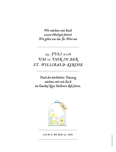 Hochzeitseinladungen Blütenzauber (hoch) Weiß - Rückseite Hochzeitseinladungen Blütenzauber (hoch) Weiß - Rückseite