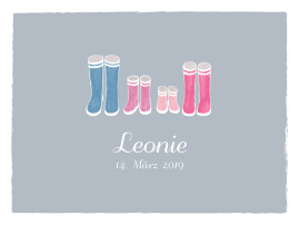 Poster groß Stiefel 2 Kinder Grau Rosa