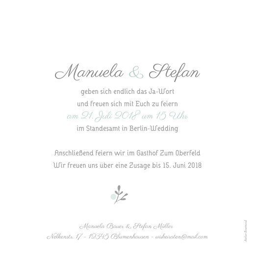 Hochzeitseinladungen Frühlingsblumen beidseitig grün - Seite 2 Hochzeitseinladungen Frühlingsblumen beidseitig grün - Seite 2