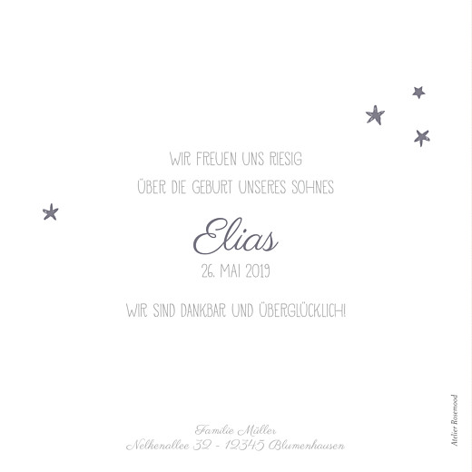 Geburtskarte Sternenband (gold) grau Geburtskarte Sternenband (gold) grau