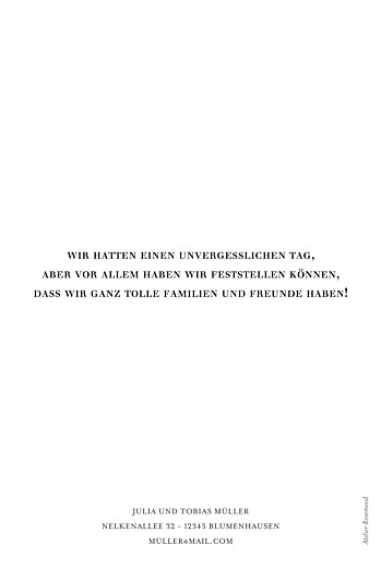 Dankeskarten Hochzeit Stilvoll modern portrait weiß Dankeskarten Hochzeit Stilvoll modern portrait weiß