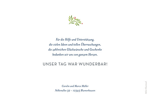 Dankeskarten Hochzeit Waldgeflüster Lang Grün - Rückseite
