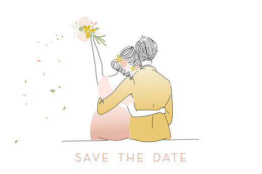 Save-the-Date Karten Das Brautpaar Rosa - Vorderseite