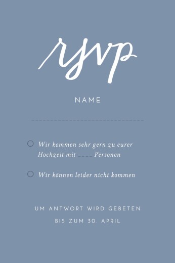 Antwortkarte Hochzeit Liebesbotschaft blau Antwortkarte Hochzeit Liebesbotschaft blau
