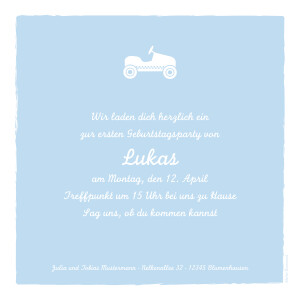 Einladungskarten Kindergeburtstag Auto Foto Zartblau