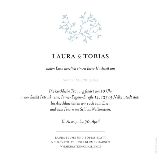 Hochzeitseinladung Zarte poesie grün Hochzeitseinladung Zarte poesie grün