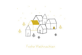 Weihnachtskarten Weihnachtsdorf 3 Fotos Gelb