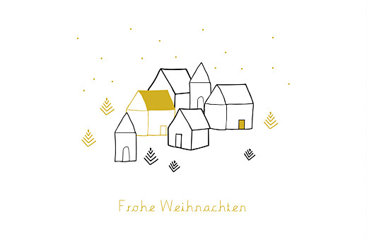 Weihnachtskarten Weihnachtsdorf 3 Fotos Gelb - Vorderseite Weihnachtskarten Weihnachtsdorf 3 Fotos Gelb - Vorderseite