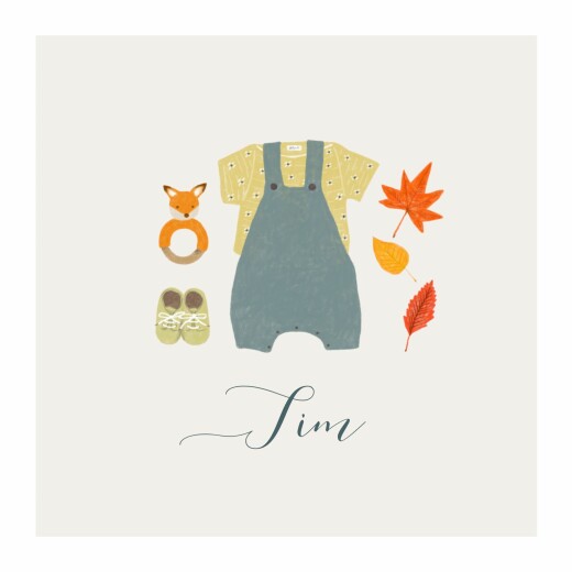 Geburtskarten Herbstoutfit Grau - Vorderseite Geburtskarten Herbstoutfit Grau - Vorderseite