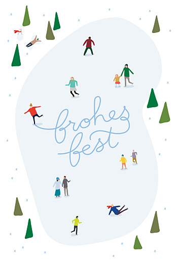 Weihnachtskarten Winterspaß Blau - Vorderseite Weihnachtskarten Winterspaß Blau - Vorderseite