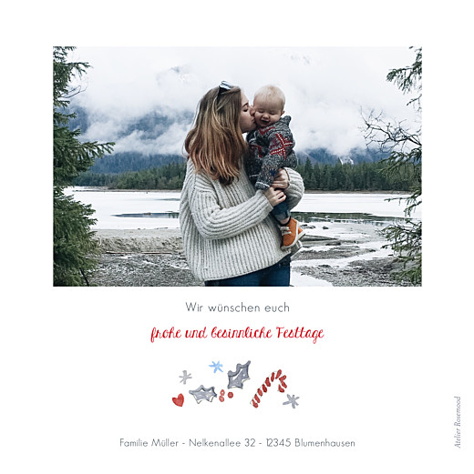 Weihnachtskarten Winterzeit Rot Blau - Rückseite Weihnachtskarten Winterzeit Rot Blau - Rückseite