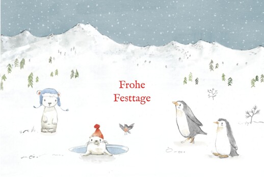 Weihnachtskarten Am Polarkreis Blau - Seite 1