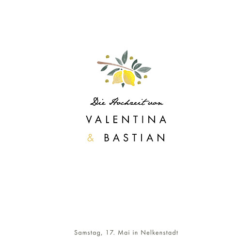 Hochzeitseinladung Palermo weiß & gelb Hochzeitseinladung Palermo weiß & gelb
